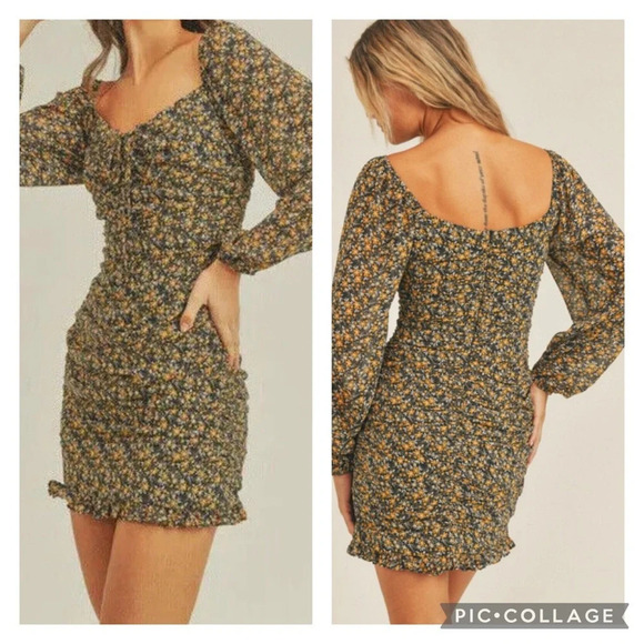 Lush Dresses & Skirts - Lush‎ Black Ruched Sheath Mini Dress Size Small Yellow
Sweetheart Ruffle NEW